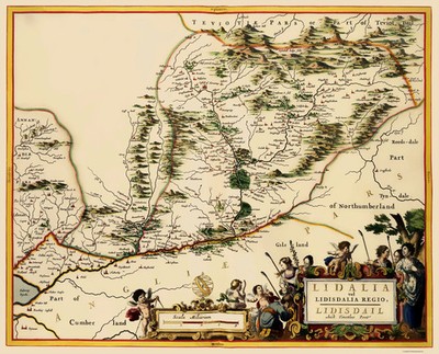 Historic Map - England Scotland Border - Blaeu 1654 - Vintage Wall Art