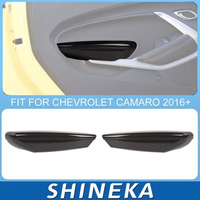 Pair Interior Door Armrest Panel Cover Trim For Chevy Camaro 2016+ Carbon Fiber
