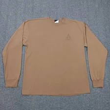 HUF Shirt Mens Large Brown Long Sleeve Triferg Logo Skate Streetwear Graphic