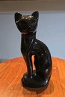 Vintage MCM Ceramic Black Cat with Green Eyes 8 Inches — photo 1