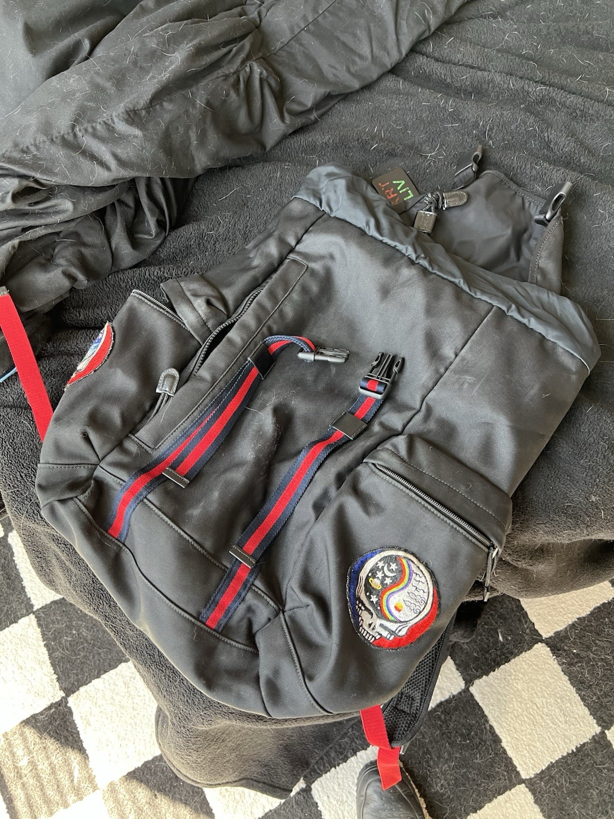 Gucci Black Skull Patch Backpack Adjustable Strap… - image 1