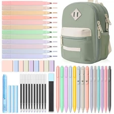 51 PCS Aesthetic School Supplies with Cute Pencil Case 12 Pastel Highlighters...