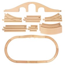 24Pcs Wood Train Tracks Expansion Set Wooden Train Bridges Track Connectors a...