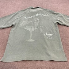 Tommy Bahama Shirt Mens Small Green Silk Cigar Club Pin Up Short Sleeve Casual