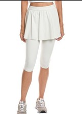 SPANX Skirt Around Knee Length Legging Capri Skort Active NWT Modest Small White