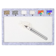 Rectangle Felt Beading Mat with Bead Scoop and Grids, Silver White