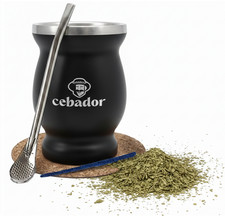 Mate Tee Becher Set Edelstahl Doppelwandiger Yerba Mate Schwarz 190ml Bombilla