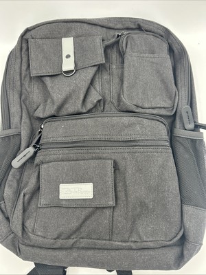 Bella Russo 17'' Laptop Canvas Backpack Charcoal Black Comfort Straps