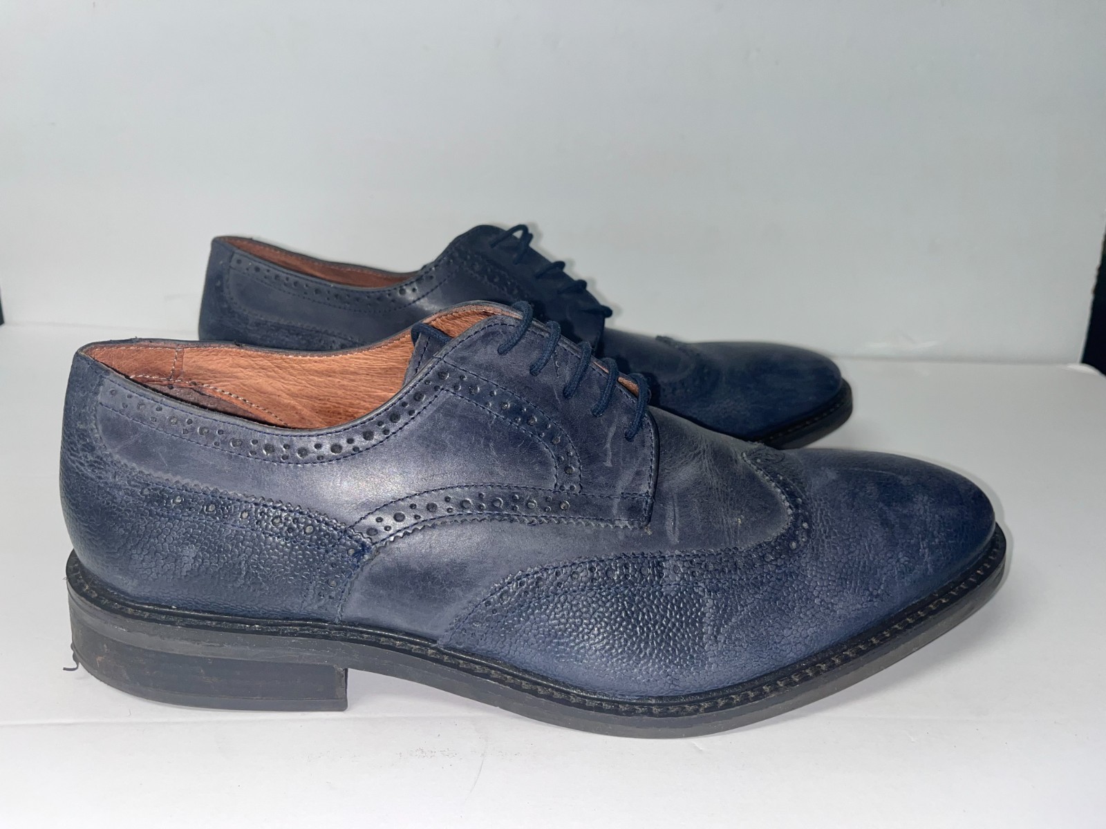 SAOLA Scarpa elegante Joseph Abboud Oxford Jameson Bedford in pelle blu navy US Uomo taglia 13