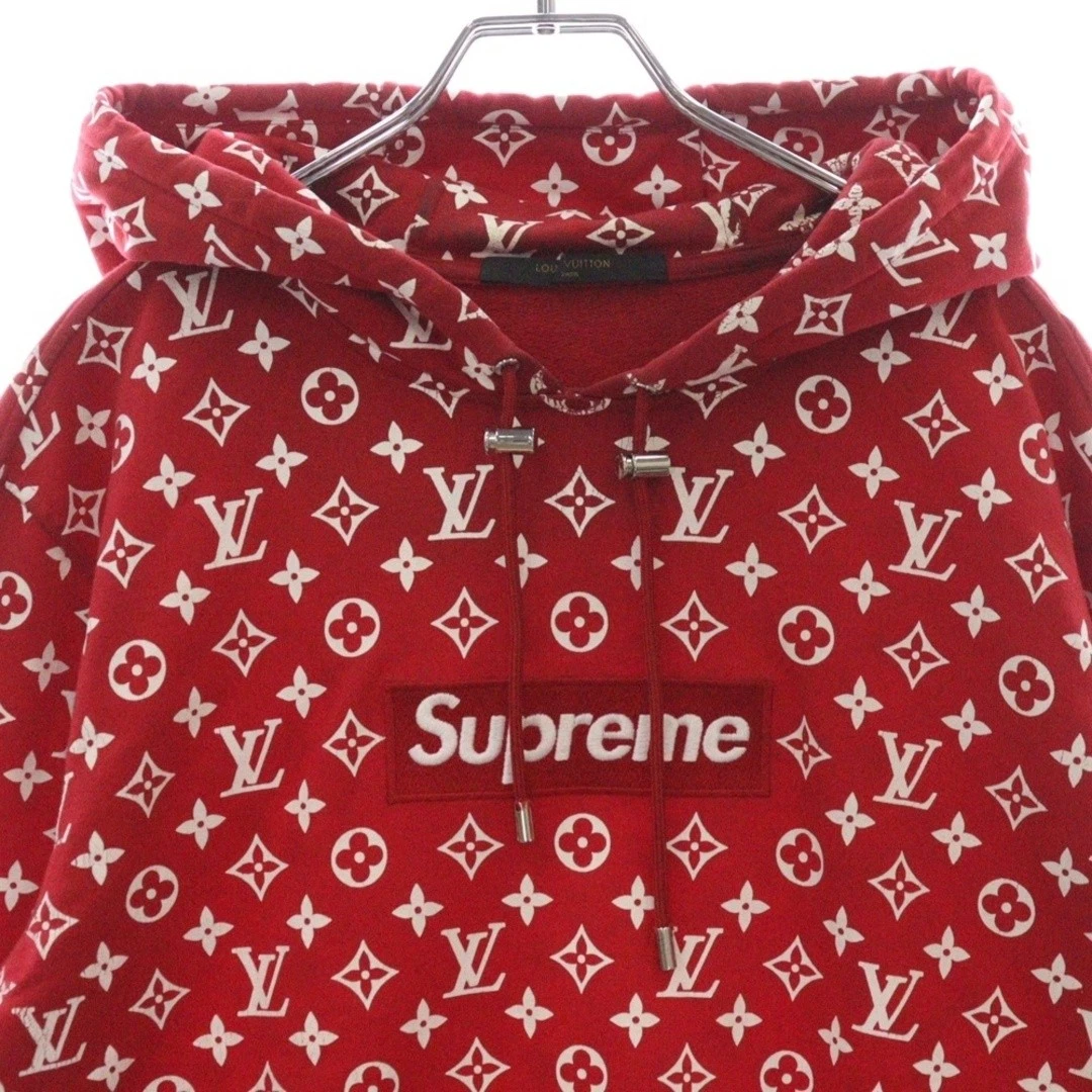 Felpa con cappuccio SUPREME 17AW LV Box logo modello monogramma rossa usata 62d5