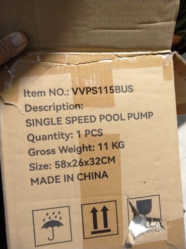 VEVOR Pool Pump Aboveground 1.5HP 115V Single Speed 88 GPM 9.6A Model VVPS115BUS - Picture 13 of 13
