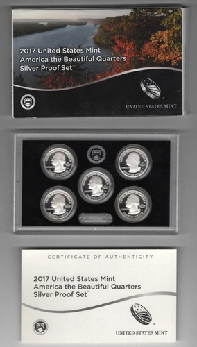 2017 UNITED STATES MINT SILVER PROOF SET AMERICA THE BEAUTIFUL .25¢ QUARTER SET