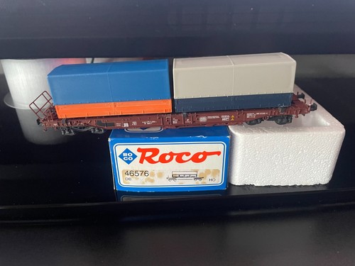 Roco H0 46576 Taschenwagen mit Wechselbrücken  DB, DC, NEM,  in EVP | Zustand: Gebraucht