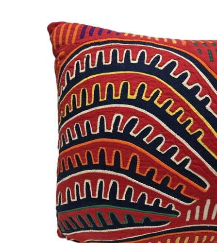 Mola Rooster Throw Pillow Colorful Chicken Bird - Picture 3 of 5