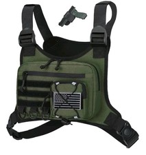 Outdoor Sports Chest Bag for Men, Chest Vest Holster Fits Most Pistols, Green