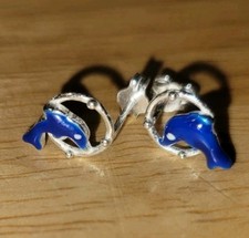 Silver Blue Dolphin Earrings