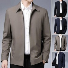 Casual Business Autumn Spring Jackets Outwear Top Men's Zipper Lapel Collar Coat