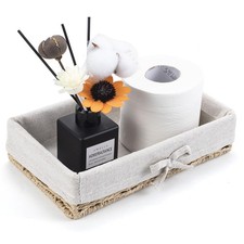 Bathroom Tray Wicker Toilet Paper Basket Toilet Tank Trays for Countertop Sto...