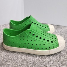 Native Jefferson Shoes Kids Size J1 Rubber Washable Sneakers Slip On Solid Green