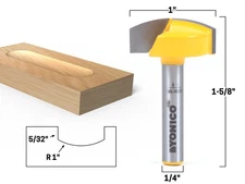 1" Radius Horizontal Crown Router Bit - 1/4" Shank - Yonico 16173q