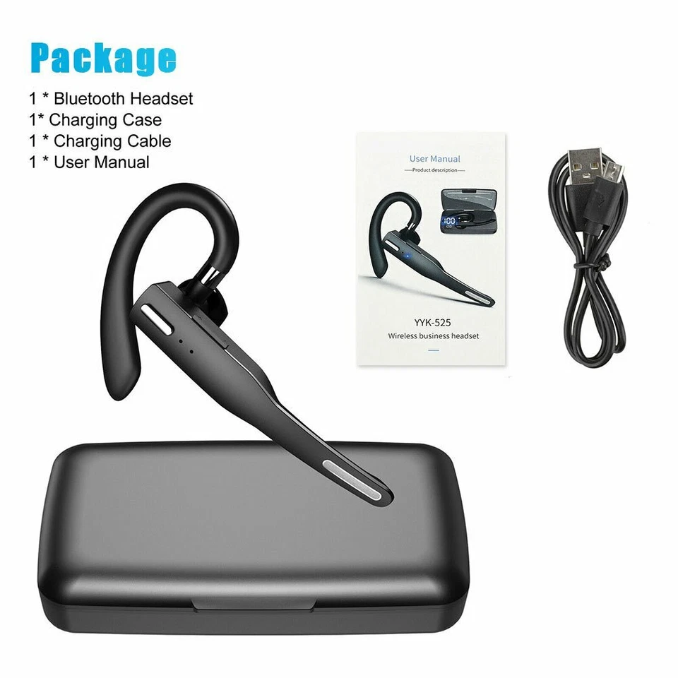 Wireless Phone Bluetooth Handsfree Earpiece Truck Driver Office Headset Earbud - image 3 of 4