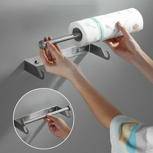 Paper Towel Holder Hanger Rack Kitchen Storage Holder Stainless Roll Dispenser - Picture 7 of 11