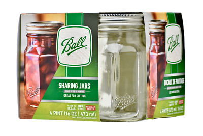 NEW Ball Collection Elite Sharing Jars w/ Lids, 16oz ea || Pack of 4