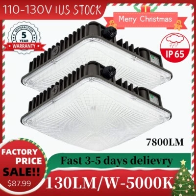 70W Exterior Slim Gas Station Led Canopy Lights,5 Years Warranty,110-130V,2 Pack - Image 1 of 4