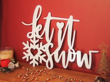 Holiday Word Art, Let it Snow Winter Decor, Christmas Decor, Wall Art