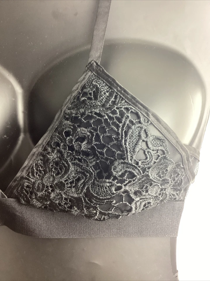 Sexy Sheer Lace Bralette Lingerie BLACK Crochet Netting Cacique Lane Bryant - Image 4 of 4