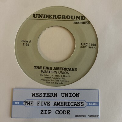 Five Americans 45 Western Union / Zip Code NEW reissue unplayed pop rock vinyl