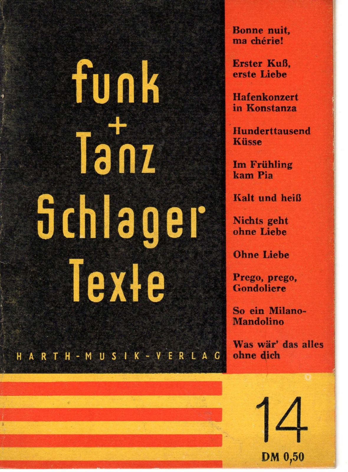 Pequeño Cuaderno DDR FUNK + DANZA Letras De Schlager Cuaderno Nº 14 1960