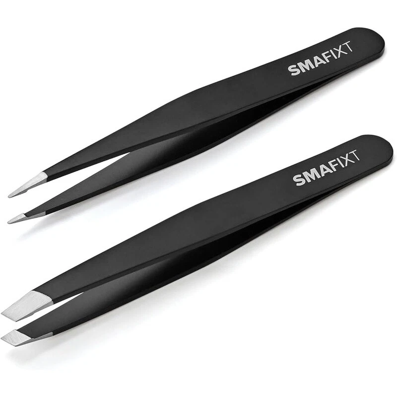 2 Pack Eyebrow Tweezers Set Slant Point Precision Facial Hair Removal Tools New - Image 2 of 4