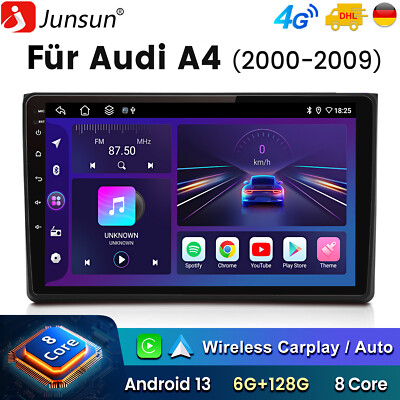 Carplay Android 14 Autoradio GPS WIFI Für Audi A4 8E 8H B6 B7 2000-2009 6G+128G