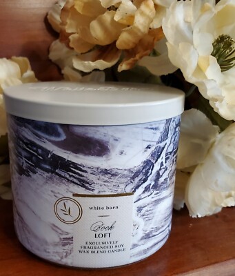 Bath & Body Works BOOK LOFT 3 Wick Candle 14.5 Oz White Barn NEW AUTHENTIC HTF