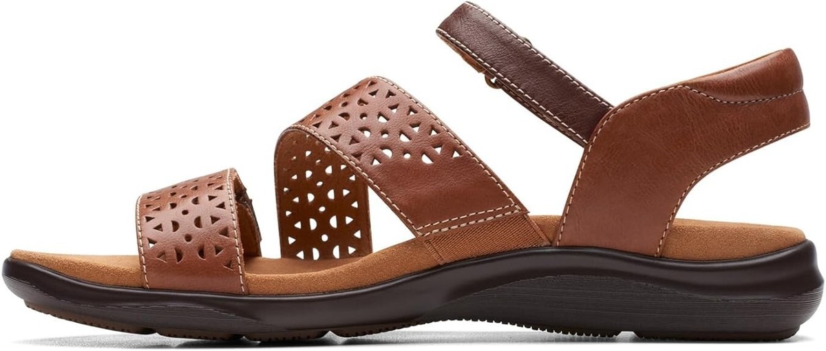 Clarks Women's Kitly Way Sandals Tan Leather 8.5 X-Wide | eBay