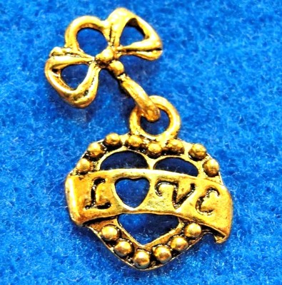 WHOLESALE Tibetan Antique Gold RIBBON Dangle HEART