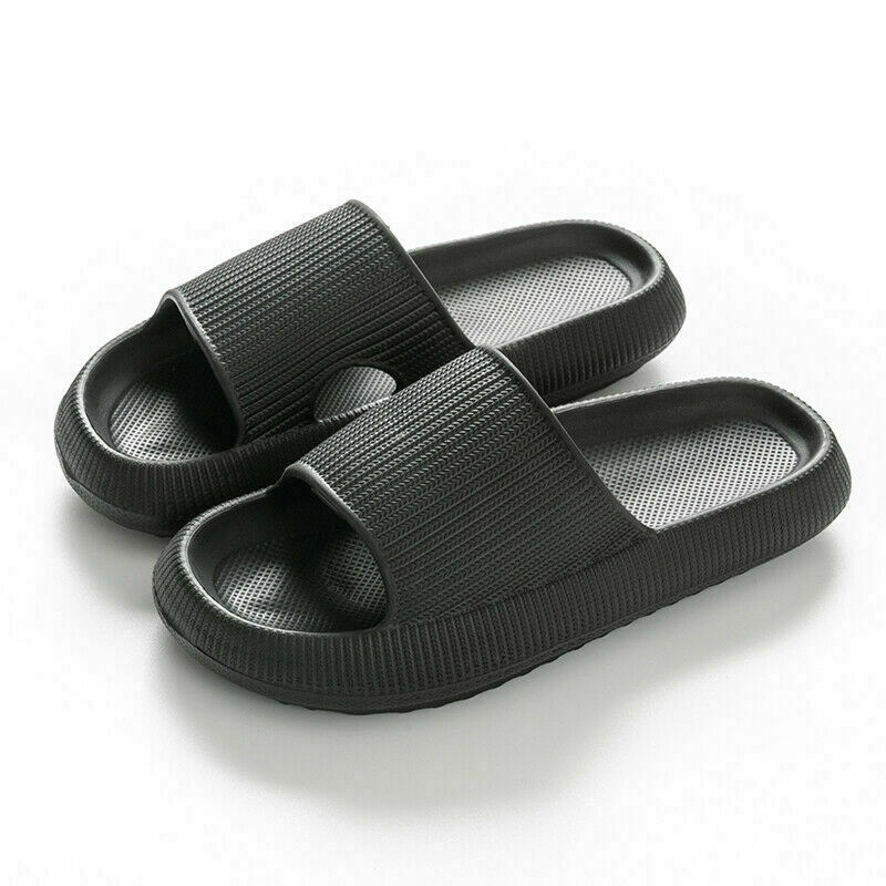Mens Sandals Slides Rubber Flip Shower Slippers Pool Beach Black