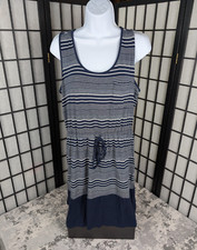 Olive & Oak Women's Midi Maxi Dress XL Blue Striped Soft Spring Dress Chest 39"