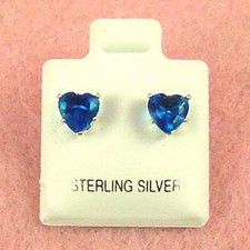 Sterling Silver - 6mm Heart Blue Zircon CZ Stud Earrings SE282 