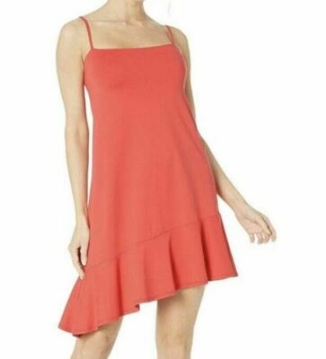 Susana Monaco Flutter Asymmetric Hem Spaghetti Strap Dress  sz M Morello