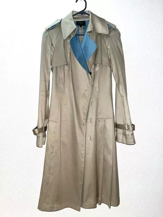 Jean Paul GAULTIER FEMME Trench Coat 40 Beige X Light blue Authentic Women Used