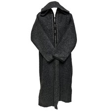 Moroccan Super Warm Cashmere Wool Blend Grey Black Hooded Thobe Djellaba