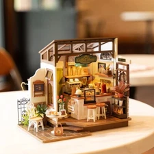 Rolife LED Minature Dollhouse DIY Mini Cafe House Miniature House Kit Xmas Gifts
