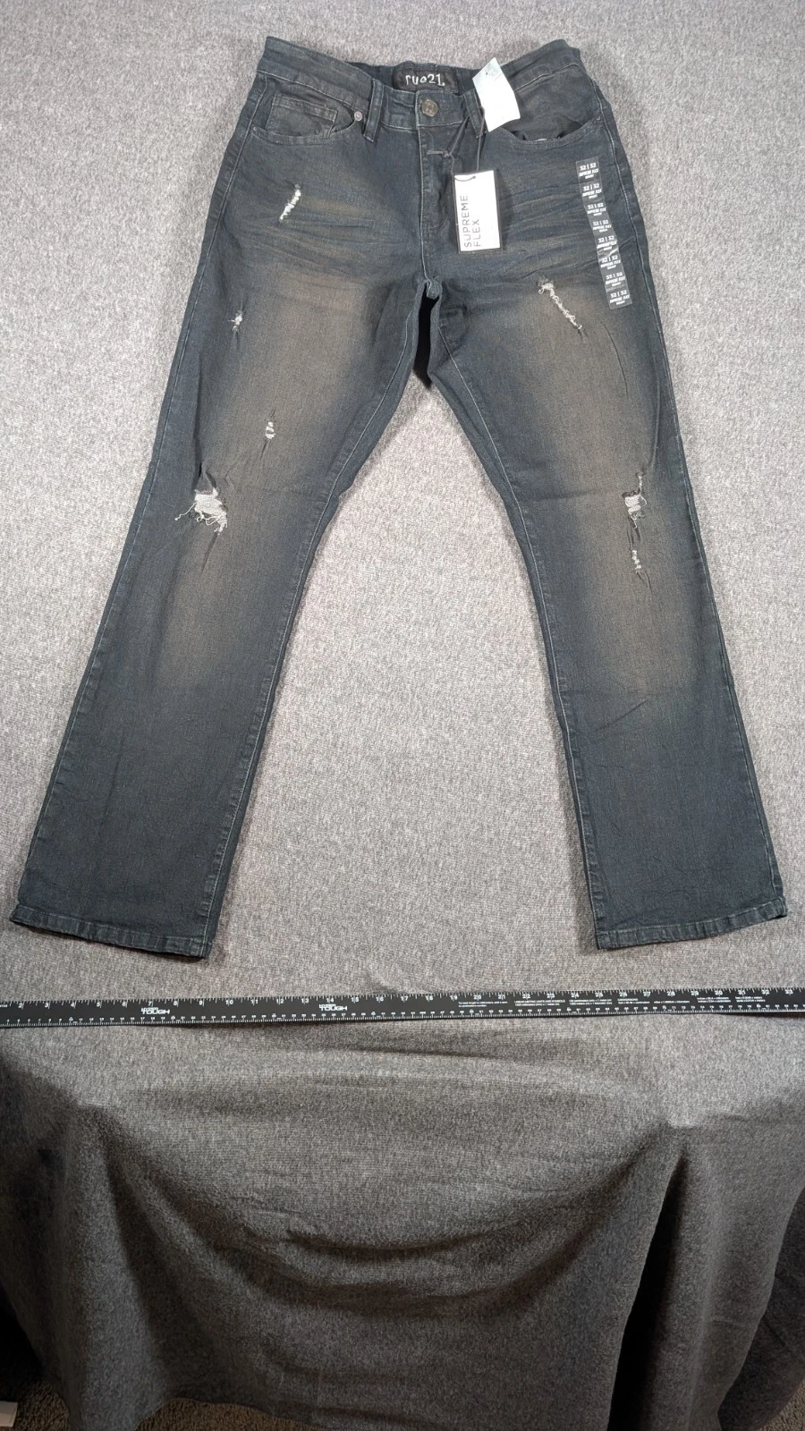 Jean skinny empilé homme Rue 21 noir \ bleu foncé 32x32 Supreme Flex Boot