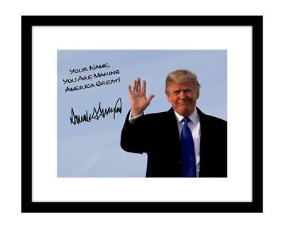 AUTOGRAFO Di Donald Trump Firmato Dal Presidente MAGA Con Cornice Personalizzata 11x14 Display B - Italia