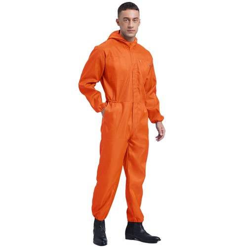 Mens Coverall Flame Jumpsuit Resistant Hooded Mechanic Dungarees Halloween Work - Picture 8 of 50