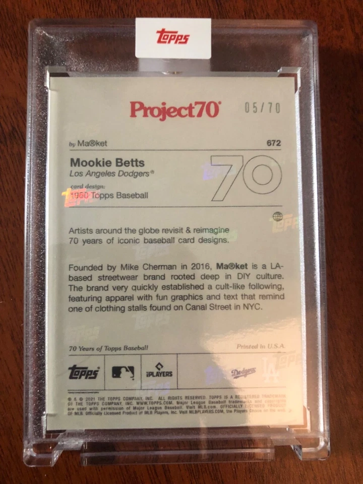 Topps Project 70 # 672 Mookie Betts by Chinatown Market - RAINBOW FOIL - #d /70 - Image 2 of 2