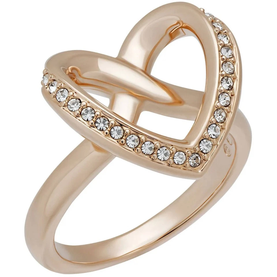 Swarovski Women's Ring Cupidon Rose Gold with Crystal Pavé Heart, Size 8 5140096