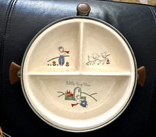 Vintage Baby Divided Warming Dish Little Boy Blue Art Bakelite Handles